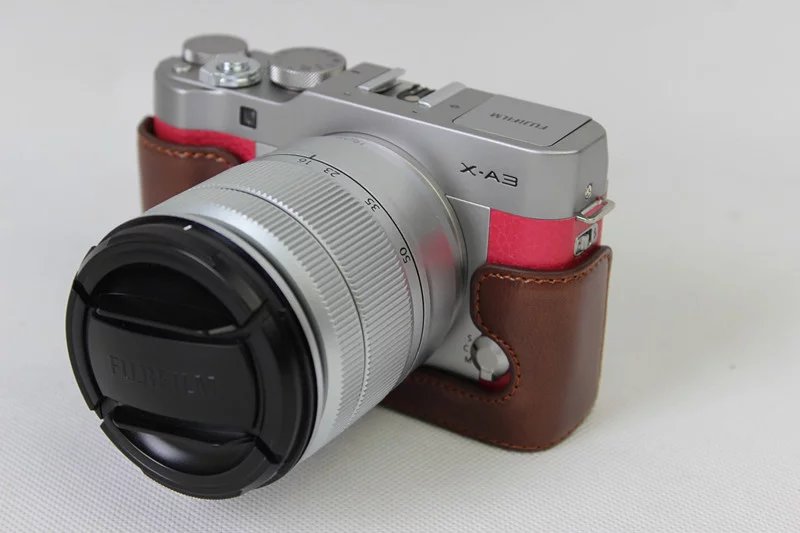 PU Leather Half Bottom Camera Protective Bag for Fuji Fujifilm X-A3 XA2 XA3 XA5 XA10 - Coffee