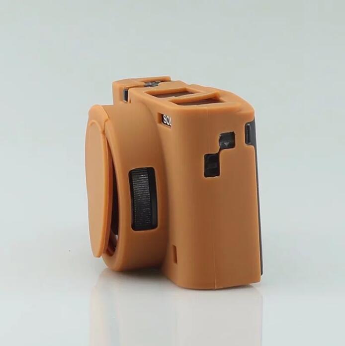 Soft Silicone Protective Shell with Camera Lens Cap for Sony RX100 III/IV/V M3 M4 M5 - Brown