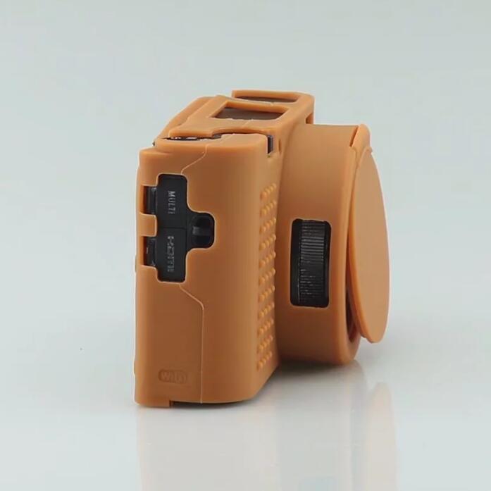 Soft Silicone Protective Shell with Camera Lens Cap for Sony RX100 III/IV/V M3 M4 M5 - Brown