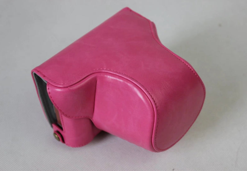 PU Leather Protective Cover + Strap + Camera Lens Bag for Fujifilm XA5 XA20 Camera - Rose