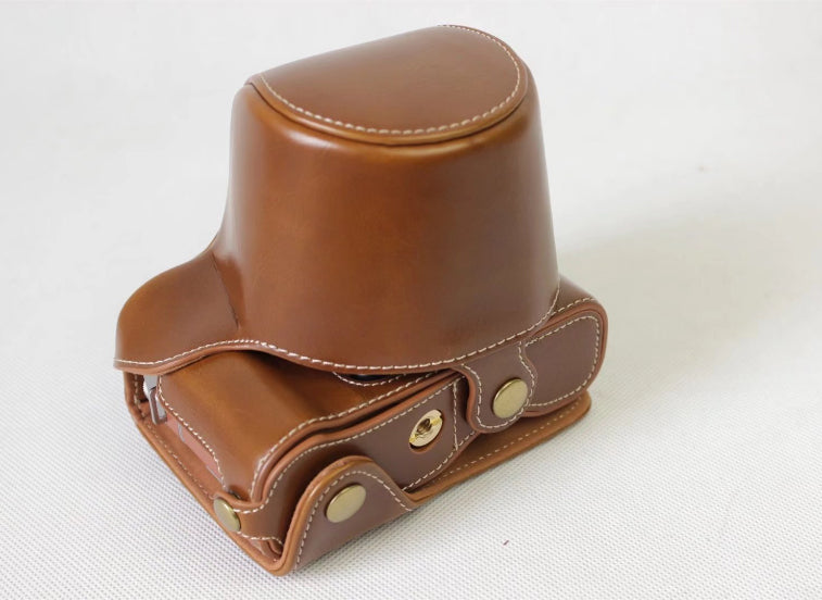 PU Leather Protection Case Bag + Strap + Camera Lens Bag for Fujifilm XA5 XA20 Camera - Brown