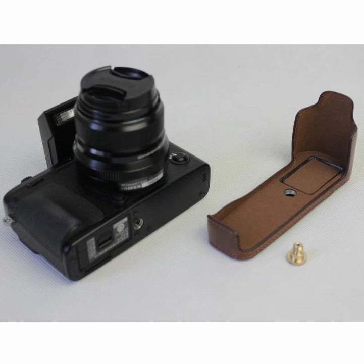 PU Leather Half Bottom Camera Protective Shell for Fujifilm X-E3 - Coffee