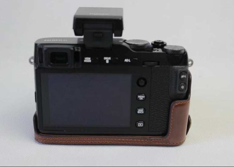 PU Leather Half Bottom Camera Protective Shell for Fujifilm X-E3 - Coffee