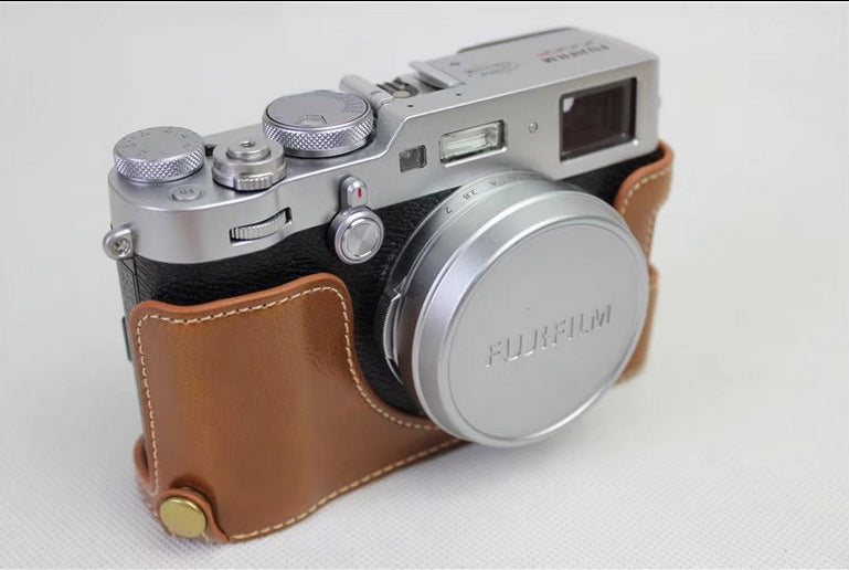 PU Leather Half Camera Protection Cover for Fujifilm X100F - Brown