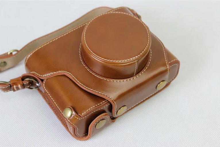 PU Leather Camera Protection Cover Bag + Strap + Camera Lens Bag for Fujifilm X100F - Brown