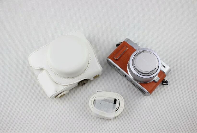 White - PU Leather Camera Protective Bag + Strap for Panasonic GF7/GF8/GF9/GF10