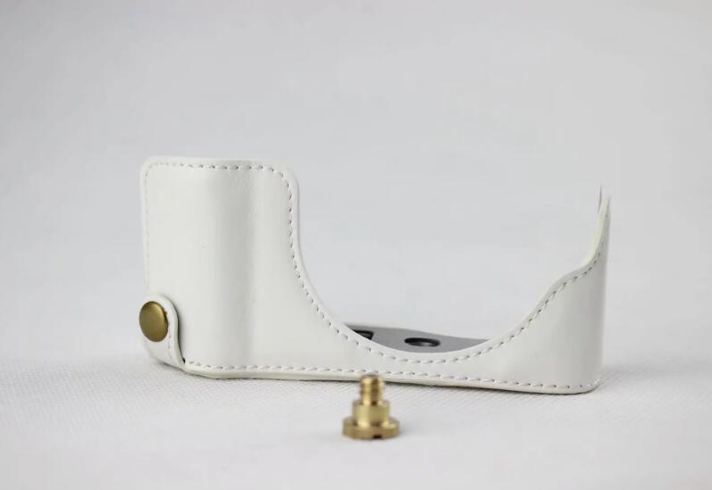 White - PU Leather Half Camera Case Bag Cover Protector for Panasonic GF7/GF8/GF9/GF10 Camera