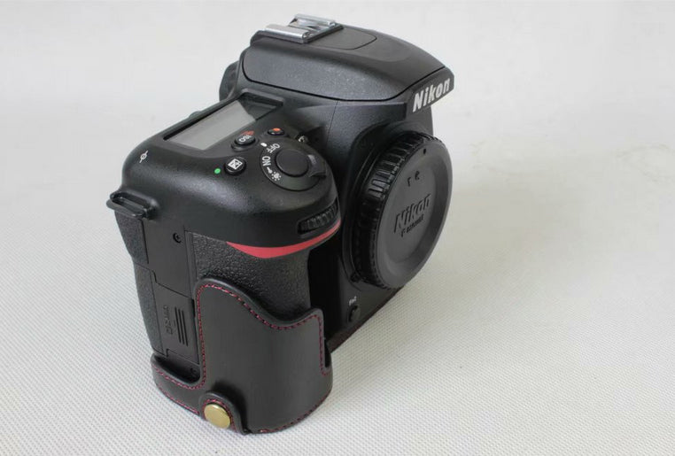 Half Camera PU Leather Protective Pouch for Nikon D7500 Digital SLR Camera - Black
