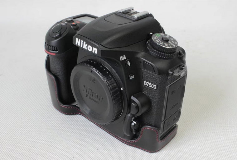 Half Camera PU Leather Protective Pouch for Nikon D7500 Digital SLR Camera - Black