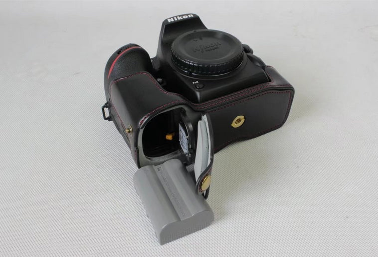 Half Camera PU Leather Protective Pouch for Nikon D7500 Digital SLR Camera - Black