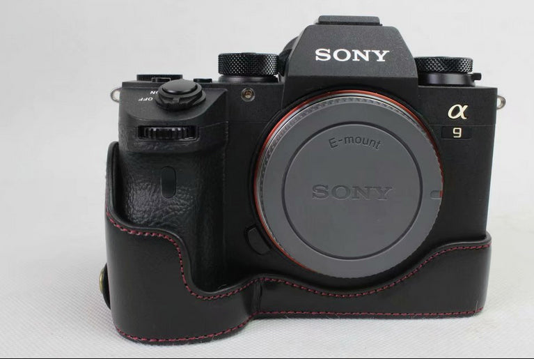 Half Camera PU Leather Protective Case for Sony ILCE-9 / A9 / A7RM3 A7RIII - Black