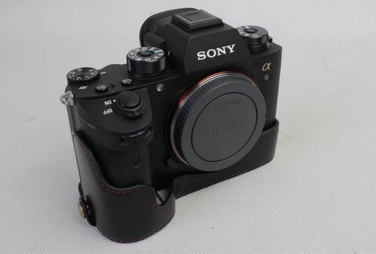 Half Camera PU Leather Protective Case for Sony ILCE-9 / A9 / A7RM3 A7RIII - Black