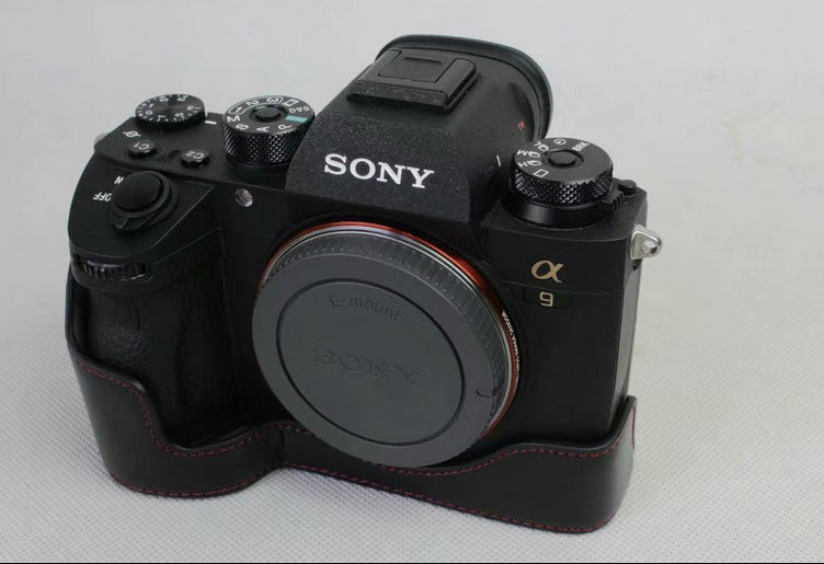 Half Camera PU Leather Protective Case for Sony ILCE-9 / A9 / A7RM3 A7RIII - Black