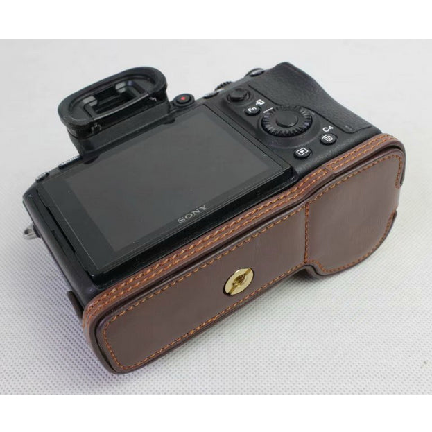 Half Camera PU Leather Protection Shell for Sony ILCE-9 / A9 / A7RM3 A7RIII - Coffee