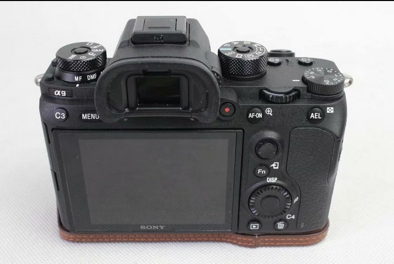 Half Camera PU Leather Protection Shell for Sony ILCE-9 / A9 / A7RM3 A7RIII - Coffee