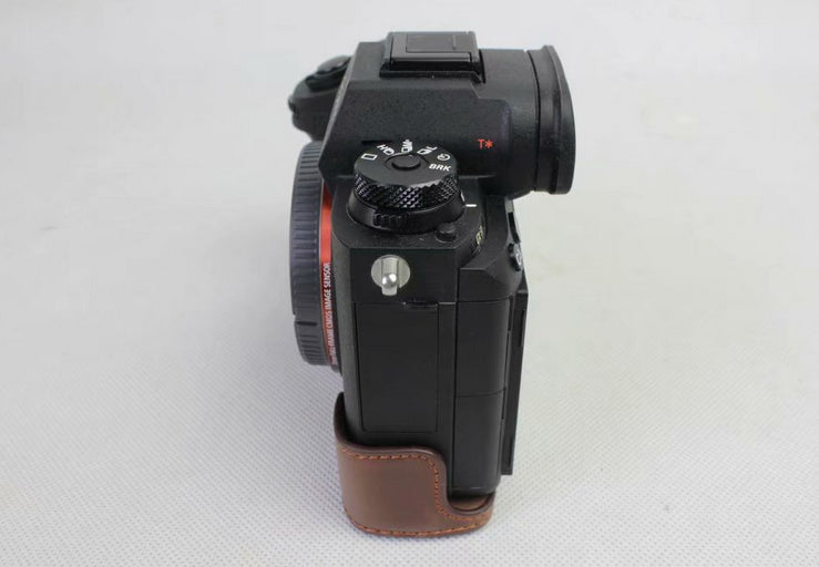 Half Camera PU Leather Protection Shell for Sony ILCE-9 / A9 / A7RM3 A7RIII - Coffee