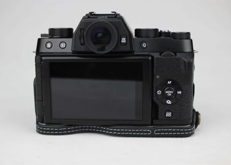 Genuine Leather Half Bottom Camera Protective Case for Fujifilm X-T100 - Black