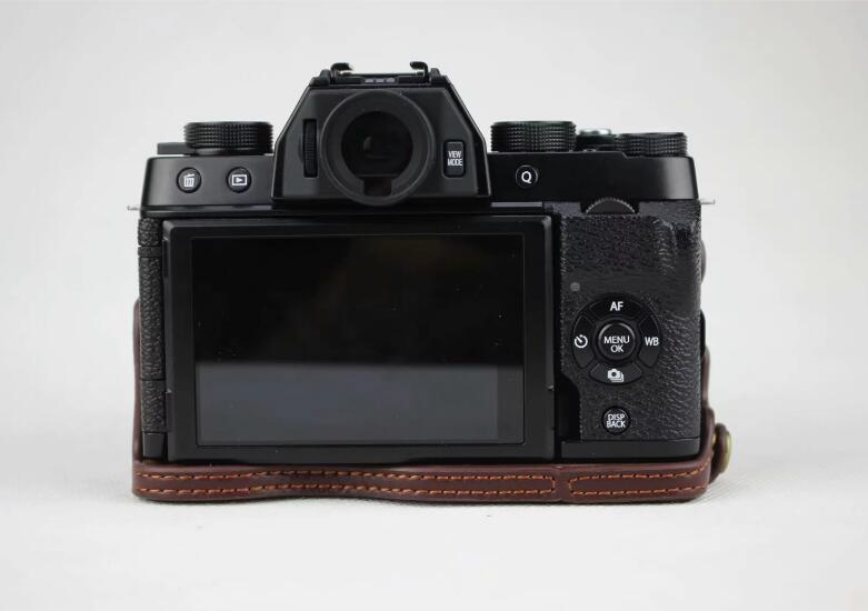 Genuine Leather Half Bottom Camera Protection Shell for Fujifilm X-T100 - Coffee