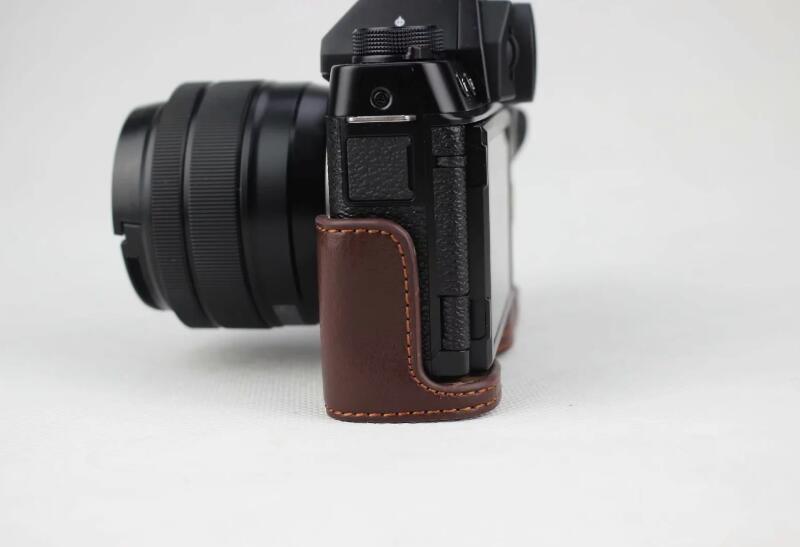 Genuine Leather Half Bottom Camera Protection Shell for Fujifilm X-T100 - Coffee