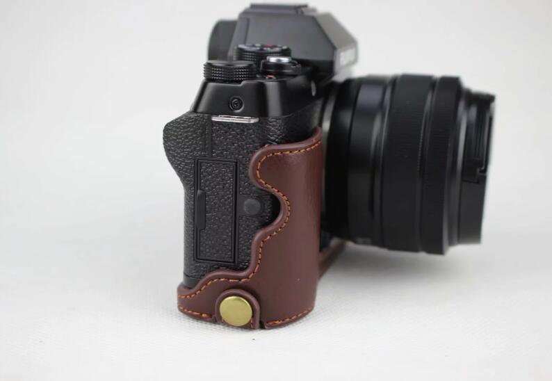 Genuine Leather Half Bottom Camera Protection Shell for Fujifilm X-T100 - Coffee