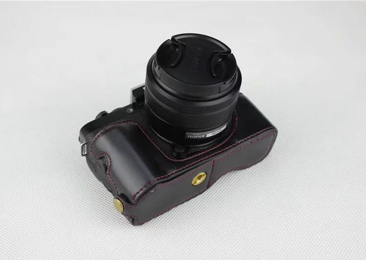 PU Leather Half Bottom Camera Protection Case for Fujifilm X-T100 - Black