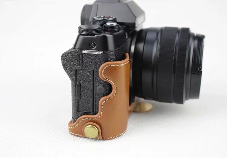 PU Leather Half Bottom Camera Protection Cover Shell for Fujifilm X-T100 - Brown