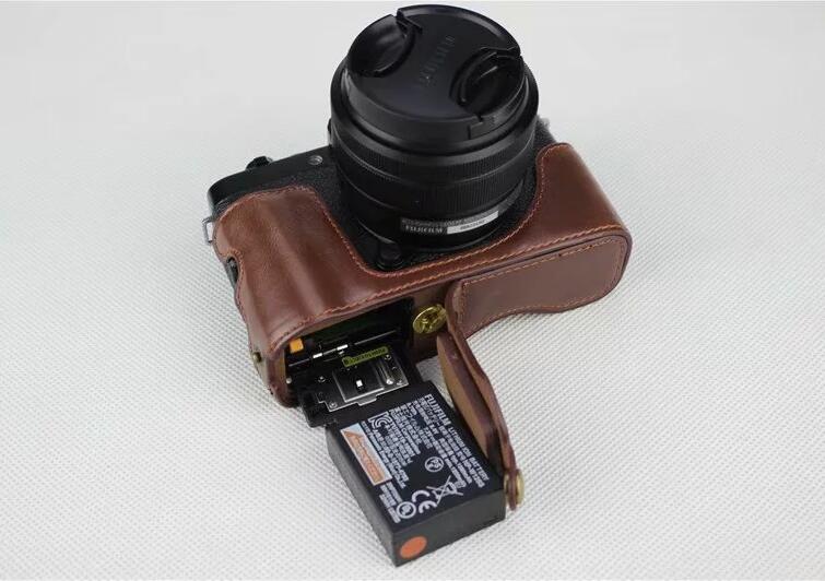 PU Leather Half Bottom Camera Protection Shell Case for Fujifilm X-T100 - Coffee