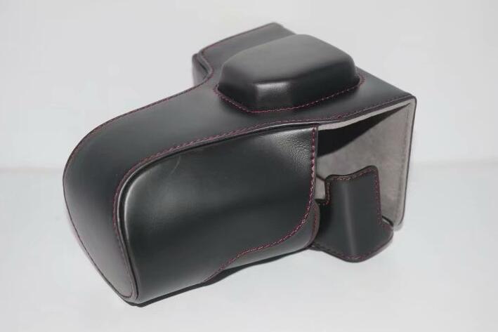 PU Leather Camera Protective Pouch Bag + Strap + Camera Lens Bag for Olympus EM5II / E-M5 Mark II - Black