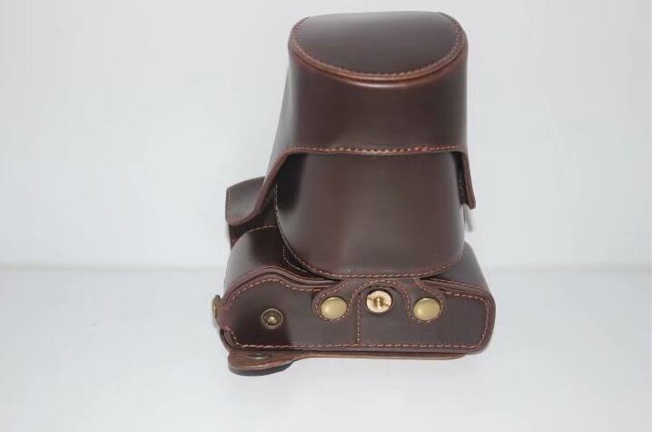 PU Leather Camera Protection Case Bag + Strap + Camera Lens Bag for Olympus EM5II / E-M5 Mark II - Coffee