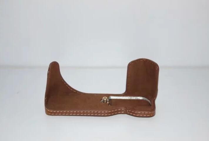 PU Leather Protective Camera Half Bottom Cover + Wrist Strap for Canon PowerShot G5 X - Brown