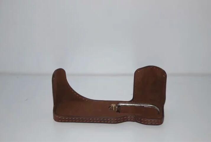 Camera Half Bottom Case PU Leather Protective Shell + Wrist Strap for Canon PowerShot G5 X - Coffee