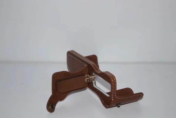 Camera Half Bottom Case PU Leather Protective Shell + Wrist Strap for Canon PowerShot G5 X - Coffee