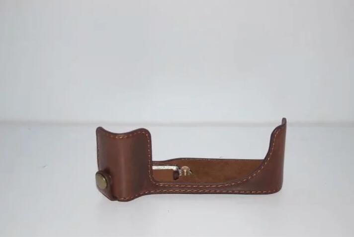 Camera Half Bottom Case PU Leather Protective Shell + Wrist Strap for Canon PowerShot G5 X - Coffee