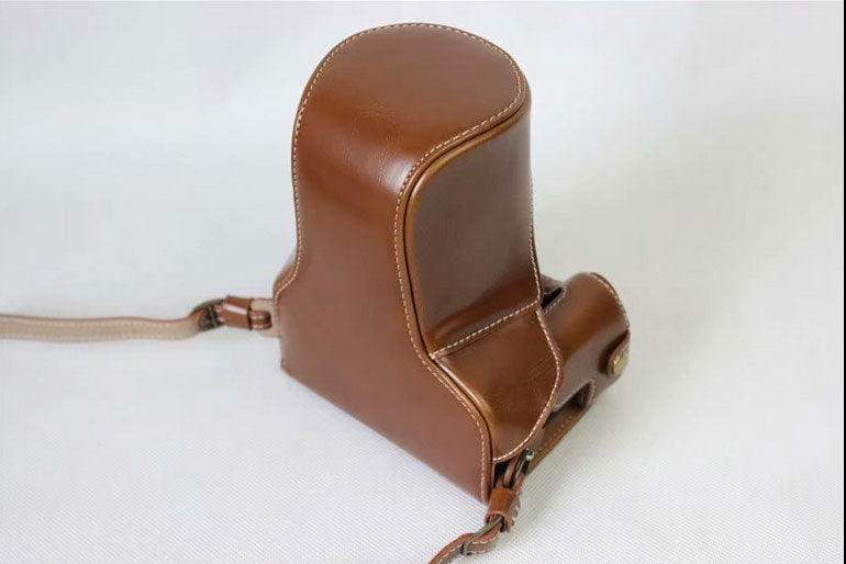 PU Leather Protective Camera Case Cover for Canon EOS M6 18-150mm/55-200mm - Brown