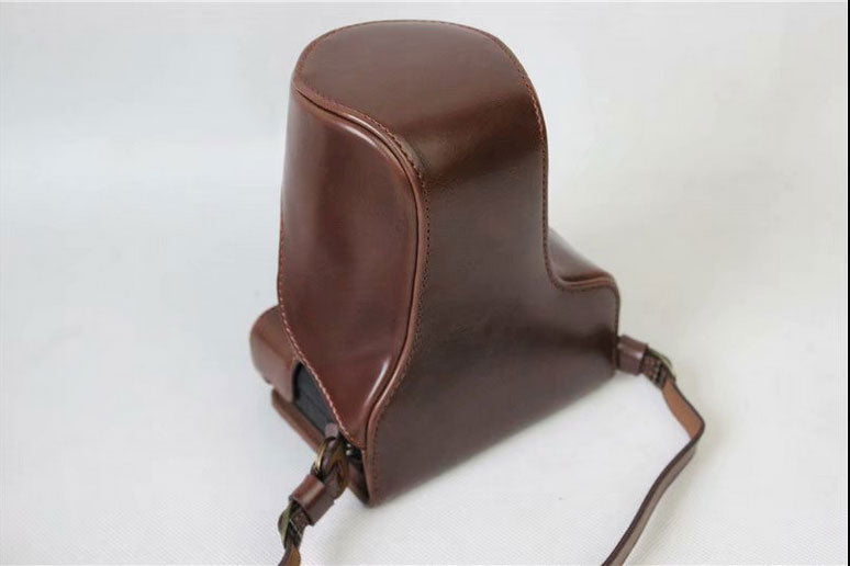 Protective Camera PU Leather Case Shell for Canon EOS M6 18-150mm/55-200mm - Coffee