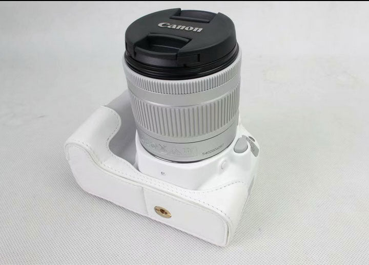 PU Leather Half Bottom Camera Protection Cover for Canon EOS 200D - White