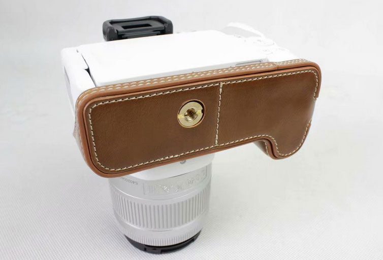 PU Leather Half Bottom Camera Protection Shell for Canon EOS 200D - Brown