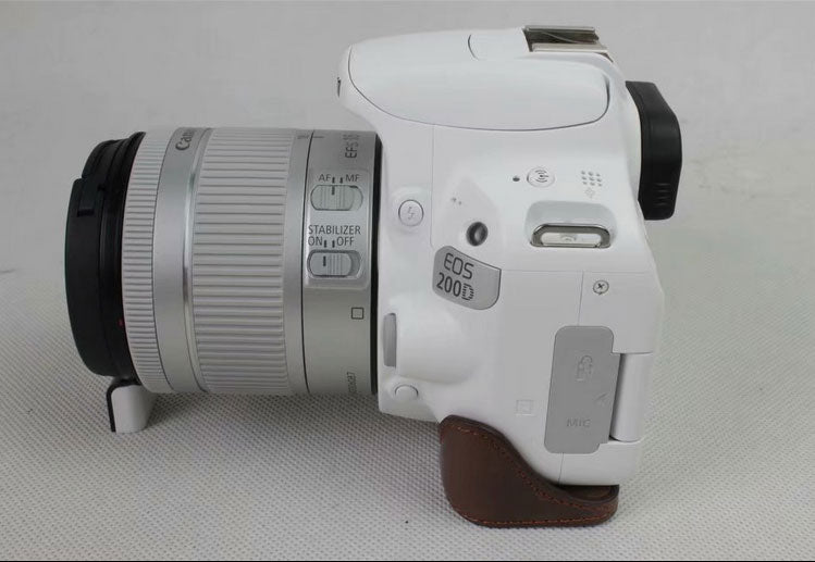 PU Leather Half Bottom Camera Protective Casing for Canon EOS 200D - Coffee