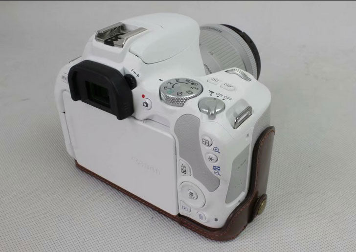 PU Leather Half Bottom Camera Protective Casing for Canon EOS 200D - Coffee