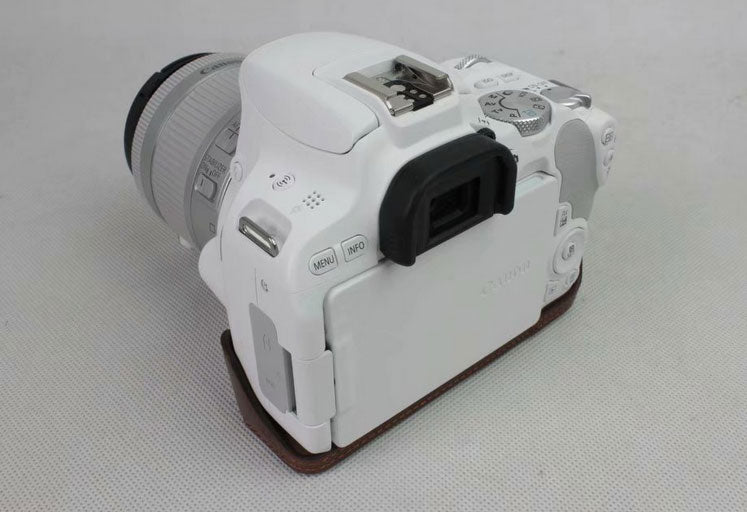 PU Leather Half Bottom Camera Protective Casing for Canon EOS 200D - Coffee