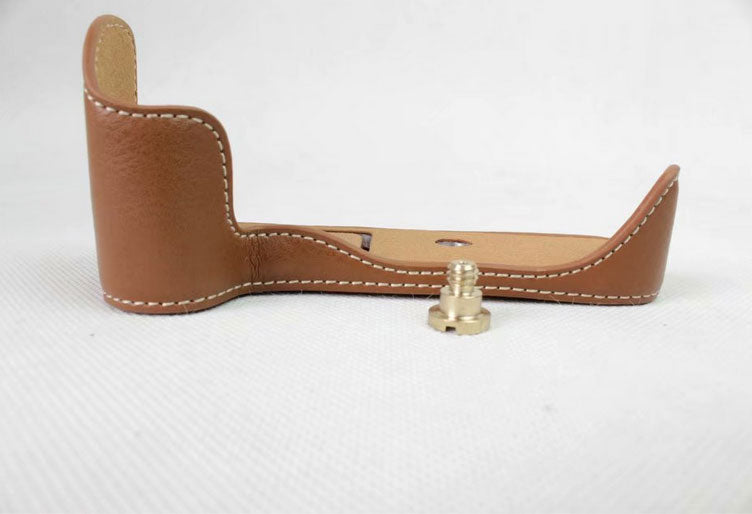 Genuine Leather Half Bottom Camera Protection Cover for Canon EOS 200D - Brown