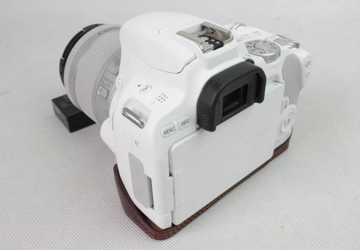 Genuine Leather Half Bottom Camera Protection Shell for Canon EOS 200D - Coffee