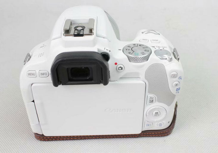 Genuine Leather Half Bottom Camera Protection Shell for Canon EOS 200D - Coffee