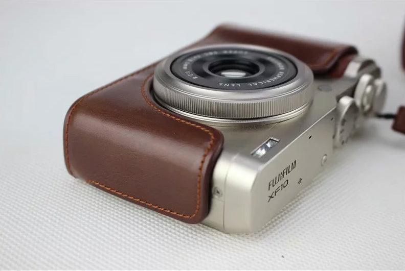 PU Leather Protective Camera Case Pouch for Fujifilm XF10 Digital Compact Camera - Coffee