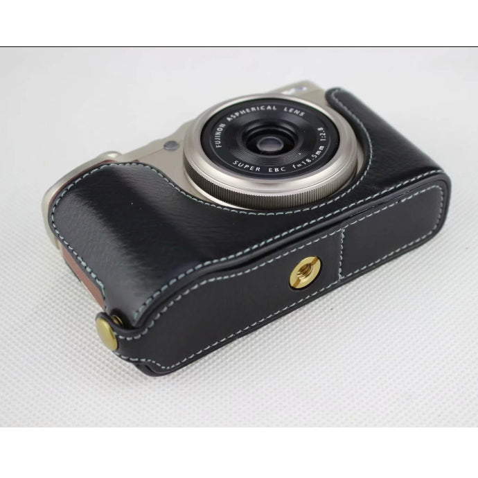 Genuine Leather Half Bottom Camera Protection Case for Fujifilm XF10 Digital Compact Camera - Black