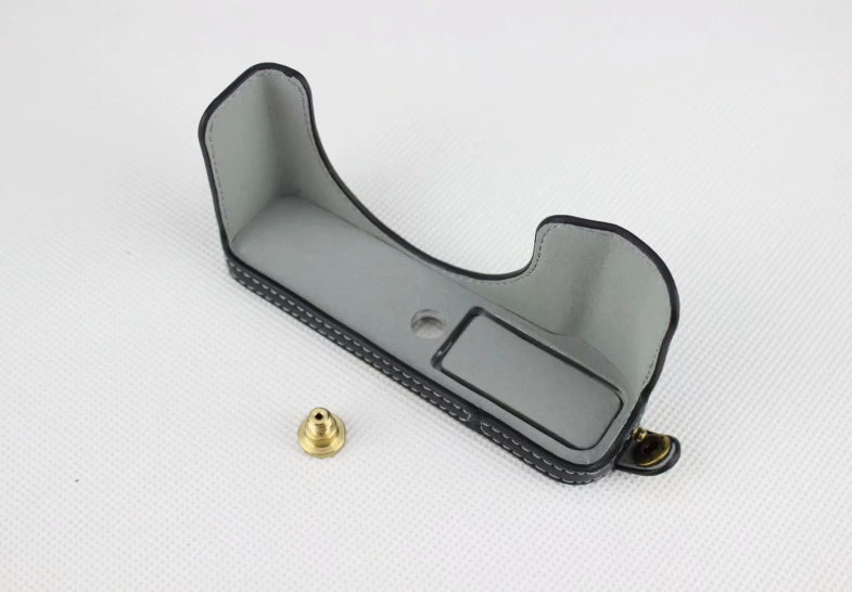 Genuine Leather Half Bottom Camera Protection Case for Fujifilm XF10 Digital Compact Camera - Black