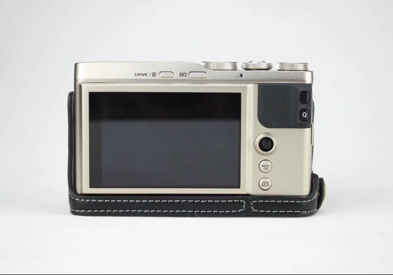 Genuine Leather Half Bottom Camera Protection Case for Fujifilm XF10 Digital Compact Camera - Black