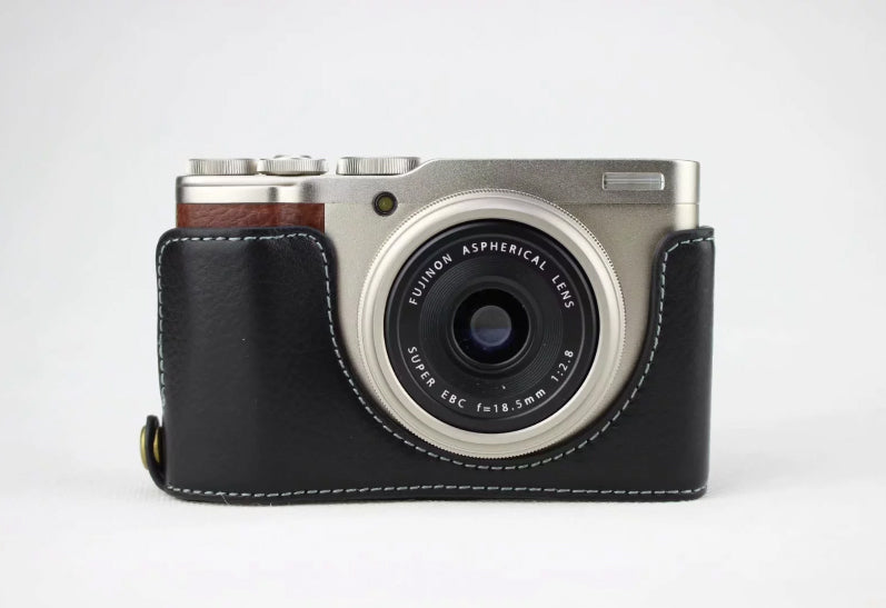 Genuine Leather Half Bottom Camera Protection Case for Fujifilm XF10 Digital Compact Camera - Black