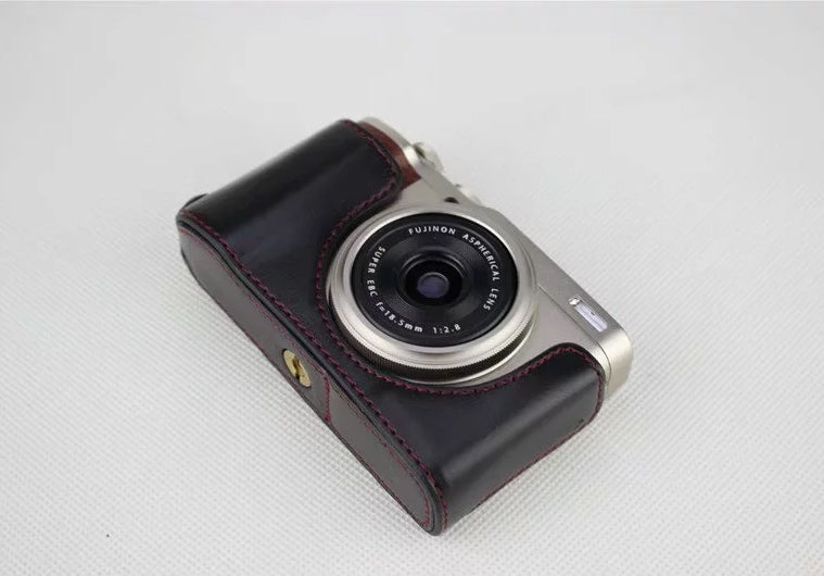 PU Leather Half Bottom Camera Protective Pouch for Fujifilm XF10 Digital Compact Camera - Black