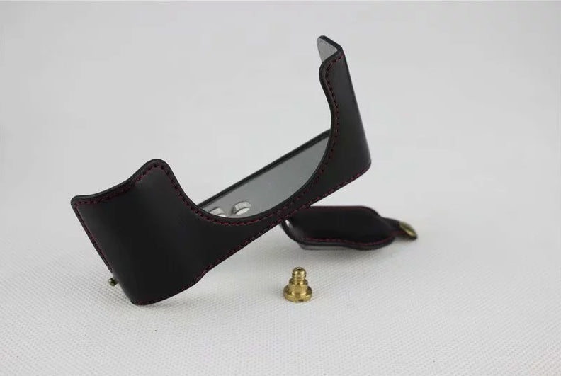 PU Leather Half Bottom Camera Protective Pouch for Fujifilm XF10 Digital Compact Camera - Black